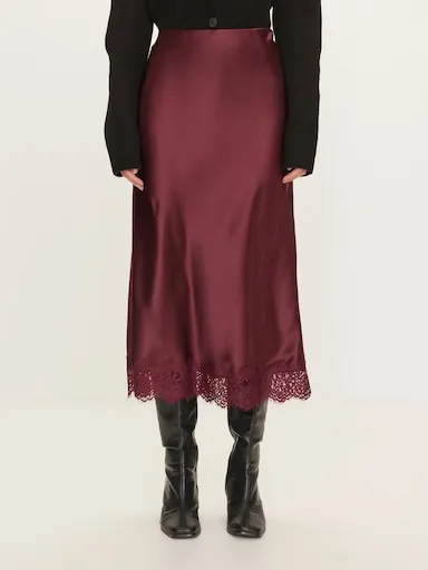 Louisa A-Line Satin Skirt