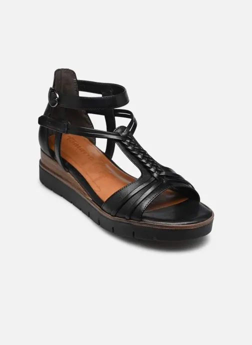 Sandalen met sleehak en plateau 28256-44 dames zwart