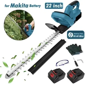 OBOSOE Tagliasiepi elettrico a batteria da 21 V, lame a doppia azione da 22 pollici, capacità di taglio di 3/5 pollici,compatibile con batteria da 18V