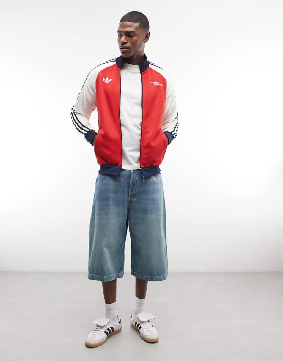 adidas Football Arsenal full zip jacket in red and white