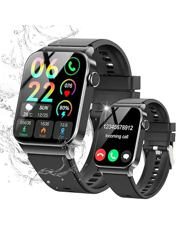 STECEi Smart Watch for Men Women Bluetooth Call, 1.85" HD Screen Smartwatch with Heart Rate/Sleep Monitor, 110+ Sport Modes Activity Trackers IP68 Waterproof, Fitness Watch for Android iOS, Black
