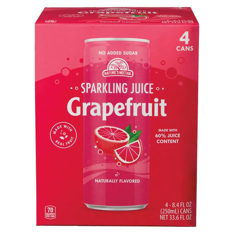 Nature's Nectar 4pk Sparkling Juice, Grapefruit