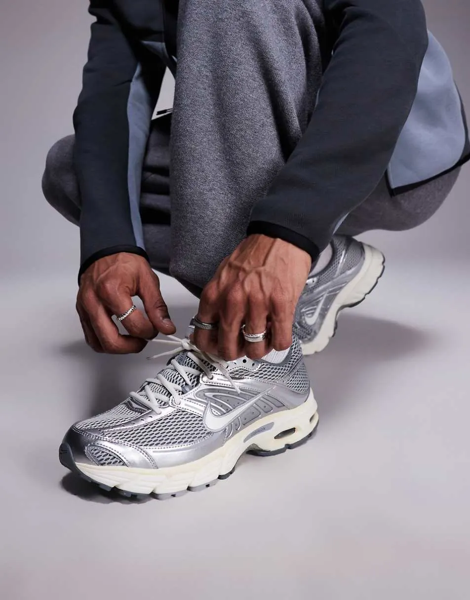 Nike Air Max Moto 2K trainers in silver and off white