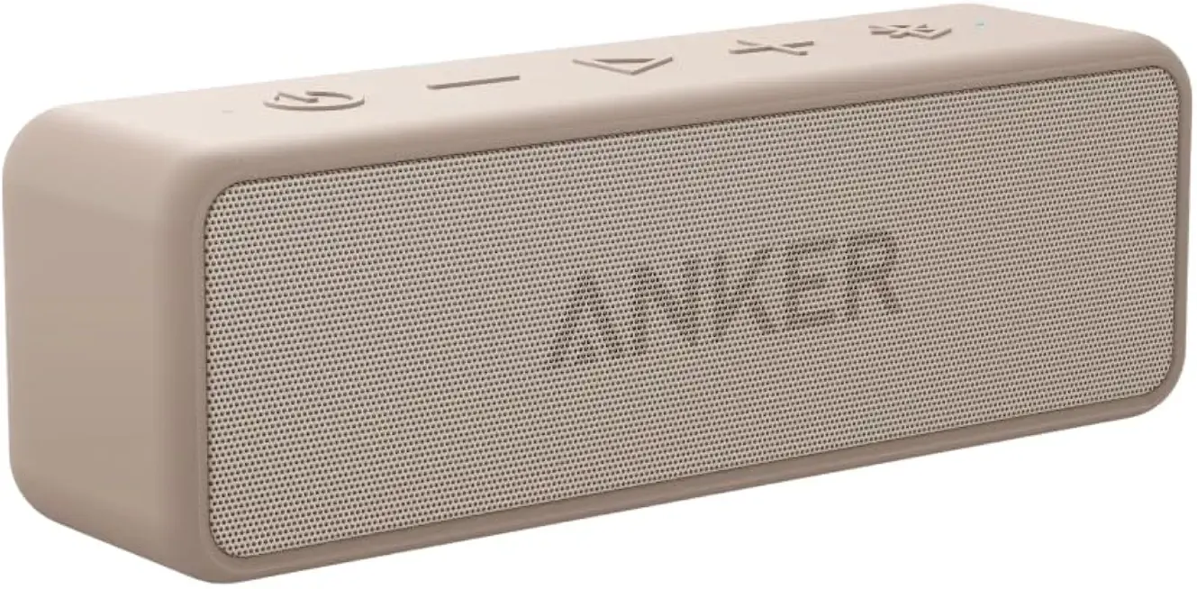 Anker soundcore 2 Portable Bluetooth Speaker, Stereo Sound, IPX7 | BassUp, 24H Playtime, Bluetooth 5, Wireless Speaker for Home, Outdoors, Travel-Mocha Brown