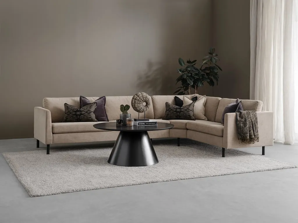 Hjellegjerde Medium hjørnesofa stoff Baffin dark beige, armlen 27