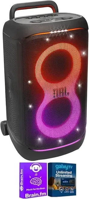JBL PartyBox 520 Portable Bluetooth Party Speaker Powerful Pro Sound Dynamic Light Show Splash Resistant Design with AudioTrends Bundle for Events Music and Entertainment