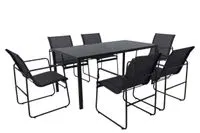 Dining-Set SANTINO 7tlg. Sitzgruppe - Schwarz