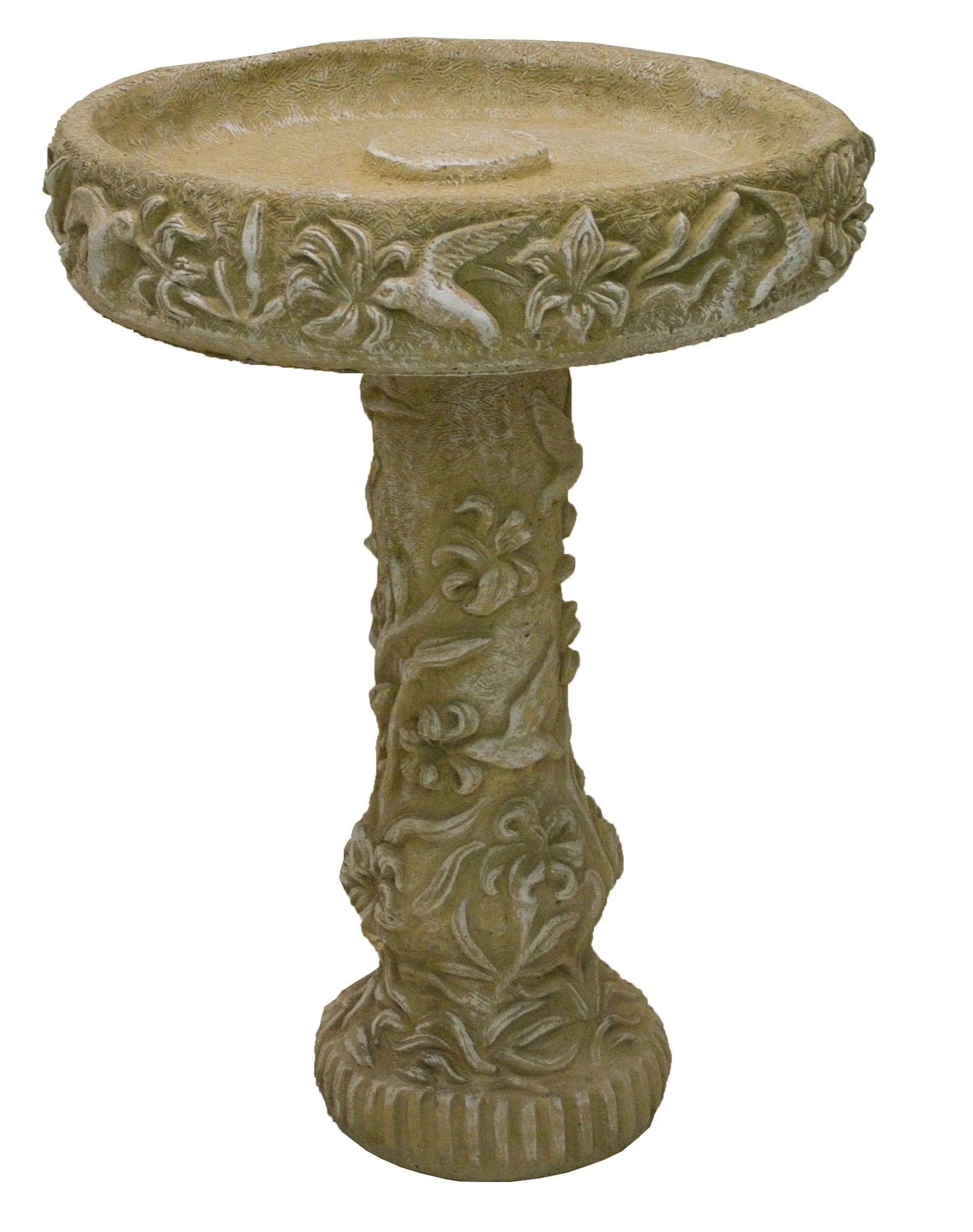 27-in H Desert Sand Concrete Complete birdbath
