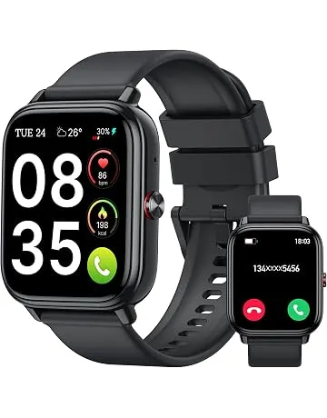 Smart Watch for Men Women (Answer/Make Calls),1.83" HD Touchscreen Fitness Tracker, 480Hrs Playtime,112+ Sports Modes,Fitness &Tracker,Health,Sleep,Fitness Watch for Android/iOS,IP68 Waterproof,Black