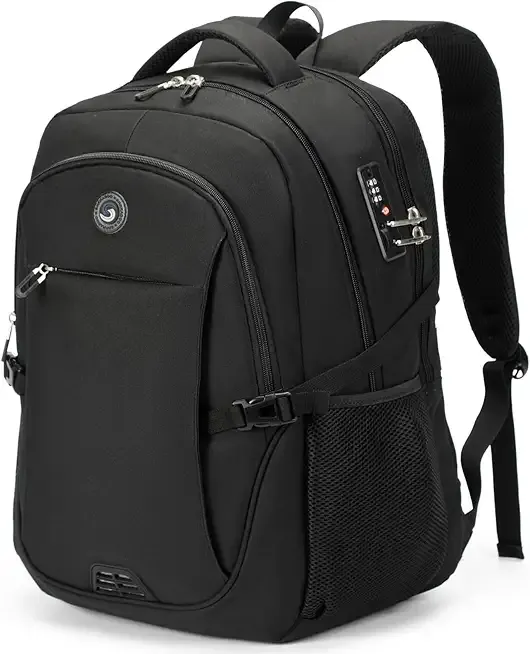 SHRRADOO Travel Laptop Backpack for Men Women, College High Schoolbag | Anti Theft Backpacks with Combination Lock, Carry On Flight Approved, Fit 17 Inch Laptop, Bookbag Work School Backpack