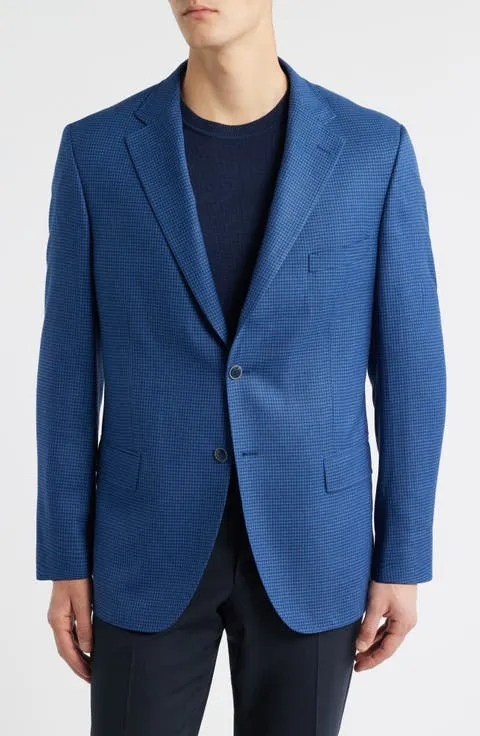 Hyperlight Soft Blue Houndstooth Wool & Silk Sport Coat