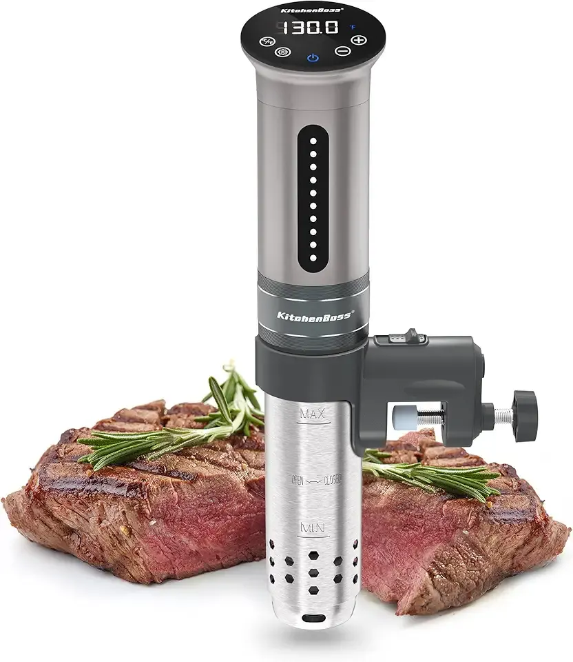 KitchenBoss Sous Vide Cooker Machine | 1100 Watts IPX7 Waterproof Sous-Vide G310/Silver | Water Cooker, Suvee vide machine | Accurate Temperature Control Digital Display | Thermal Immersion Circulator