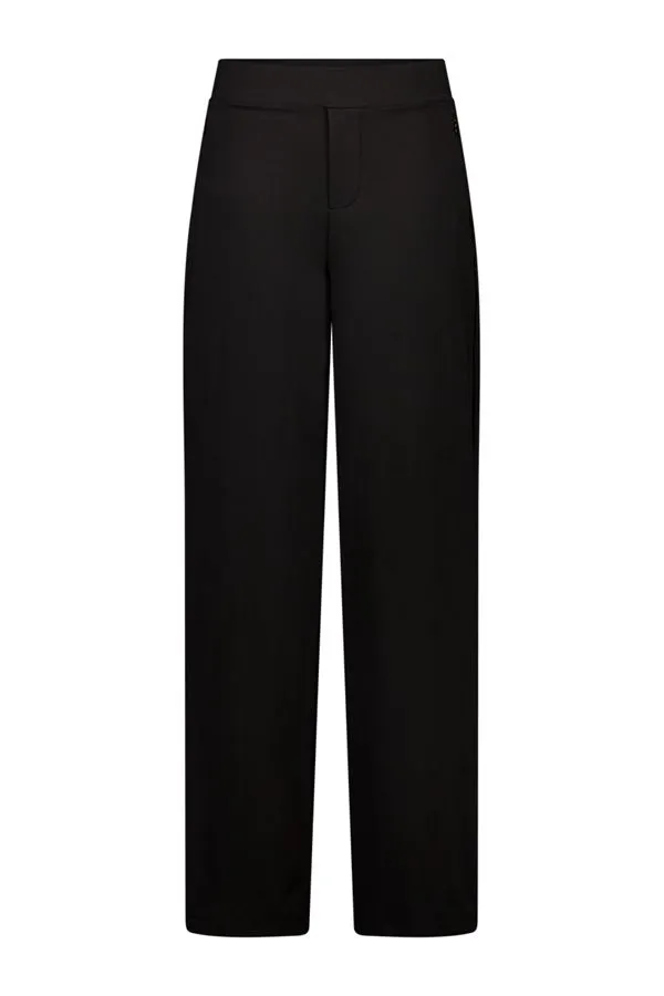 Wide fit broek | Zwart | Elastische tailleband