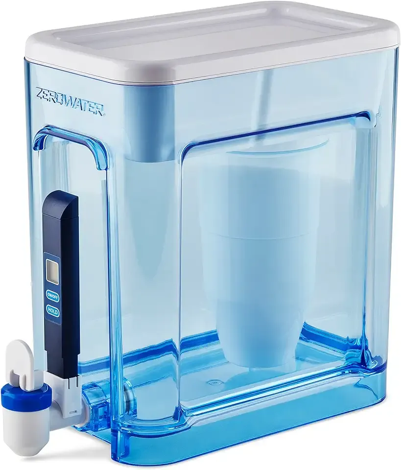 ZeroWater 22-Cup 5-Stage Water Filter Dispenser with Instant Read Out - 0 TDS for Improved Tap Water Taste - IAPMO Certified to Reduce Lead, Chromium, and PFOA/PFOS