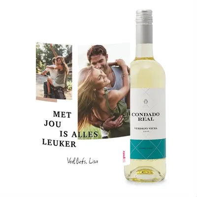 Condado Real | Verdejo - Viura | Love met eigen foto & tekst | 750 ml
