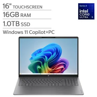 HP OmniBook 5 16" Touchscreen Laptop - Intel Core Ultra 5 Series 3 Processor - Copilot+ PC - 2K (1920 x 1200) - 16GB Memory - 1TB SSD - Windows 11 Home