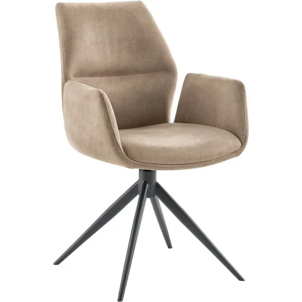 Eetkamerstoel Faido microvezel taupe poot zwart