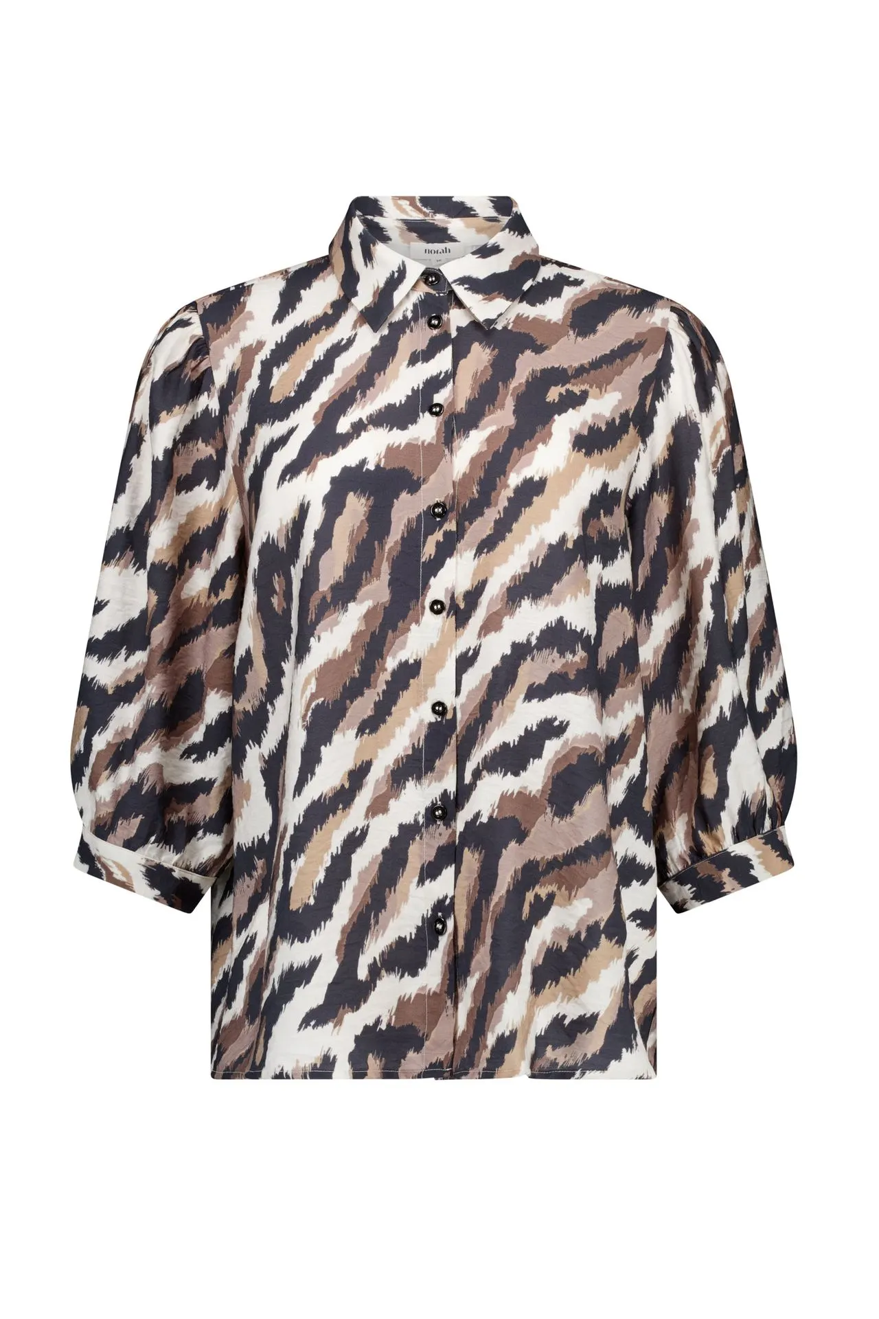Bruine blouse met grafische print