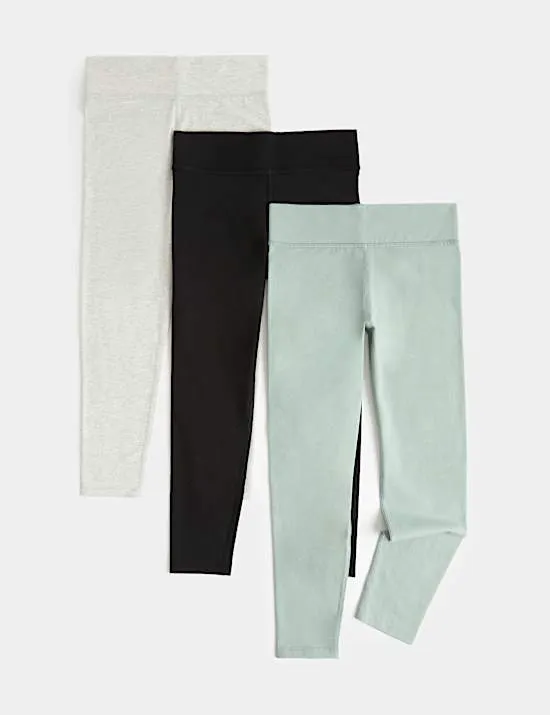 3er-Pack Leggings mit hohem Baumwollanteil in perfekter Passform (2–16 Jahre)