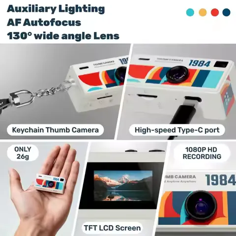 1-5PCS 0.96 Inch 1984 Keychain Thumb Digital Camera Support Memory Card 1080P HD Camcorder Video Recorder with Flash