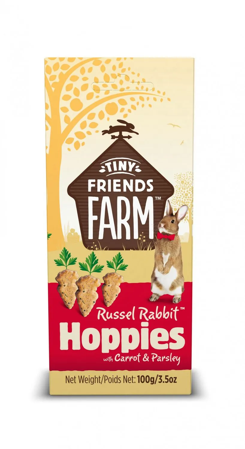 Tiny Friends Farm Russel Hoppies - Knaagdiersnack - Wortel Peterselie 100 g