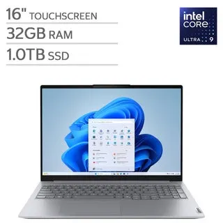 Lenovo Thinkbook 16" Laptop —WUXGA (1920 x 1080) IPS Touchscreen — Intel Core Ultra 9 185H — 32GB RAM — 1TB SSD — Windows 11 Pro