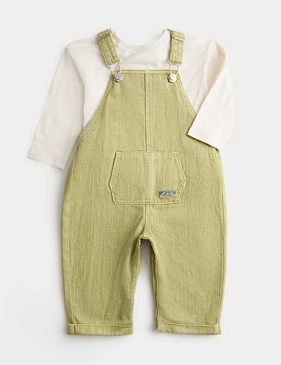 Cotton Rich Dungarees & Top Outfit (0-3 Years)