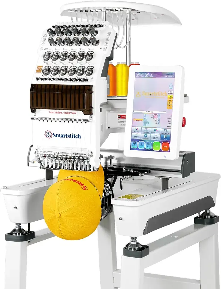 Smartstitch S-1201 Plus Embroidery Machine with 12 Needles, 1200SPM Max Speed, 10" Touch Screen, 12"x16" Embroidery Area, Wifi, New Gen of Commercial Embroidery Machine for Flat, Hat, T-shirt and more