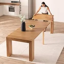 Transformer Table - Solid Wood Extendable Dining Table, Seats 2-12, Expandable Dining Room Table, Space-Saving Furniture, Expandable Dining Furniture, Natural (Table Only)