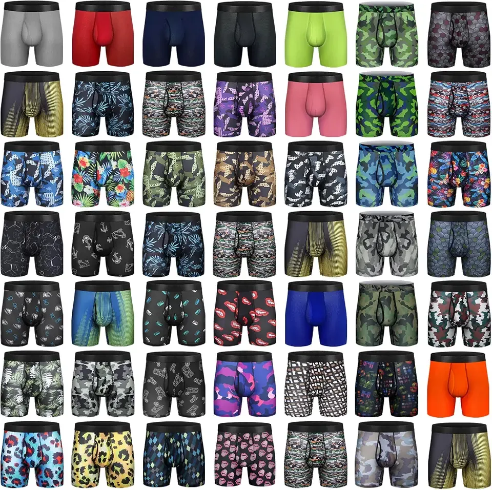 Mens Boxer Briefs Mesh Knit Fast Dry Performance Sport Boxer Briefs No Ride-up 6’’Athletic Underwear with Fly for Men
