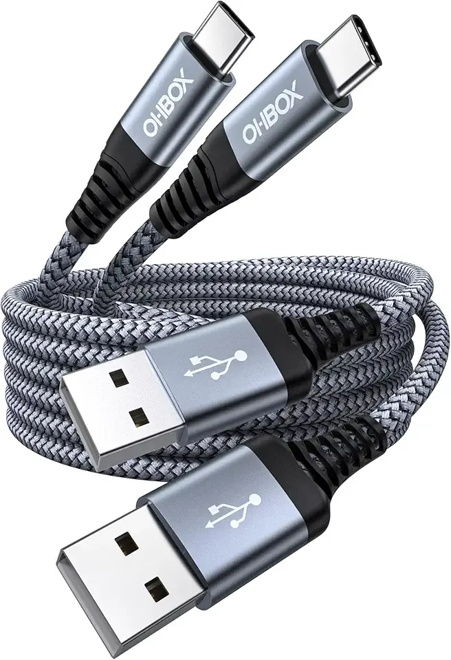 USB to USB C Cable 60W Fast Charging [2 Pack 6FT], USB A to USB C Cable for CarPlay, Durable Braided USB Type C iPhone Charger USBC Cord for iPhone 17/16/15/Pro Max/Plus, Samsung Galaxy S23 and More