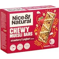 nice & natural chewy muesli bars strawberry & yoghurt 6pk 185g