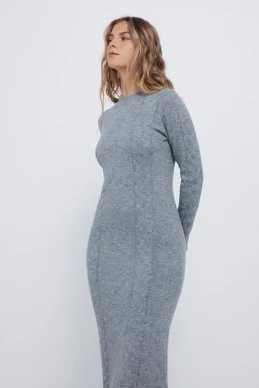 Vestido midi punto cable knit