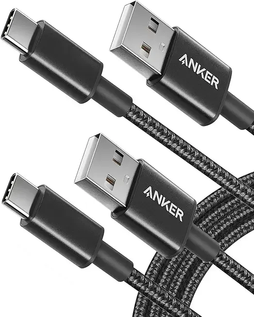 Anker Cable [2 Pack 6ft], USB A to USB C Cable for iPhone 17 Series,Samsung Galaxy S10 S10+, LG V30, Beats Fit Pro and More (Black).