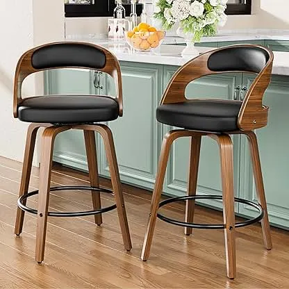 YaFiti Bar Stools Set of 2, 26" Swivel Counter Height Bar St…