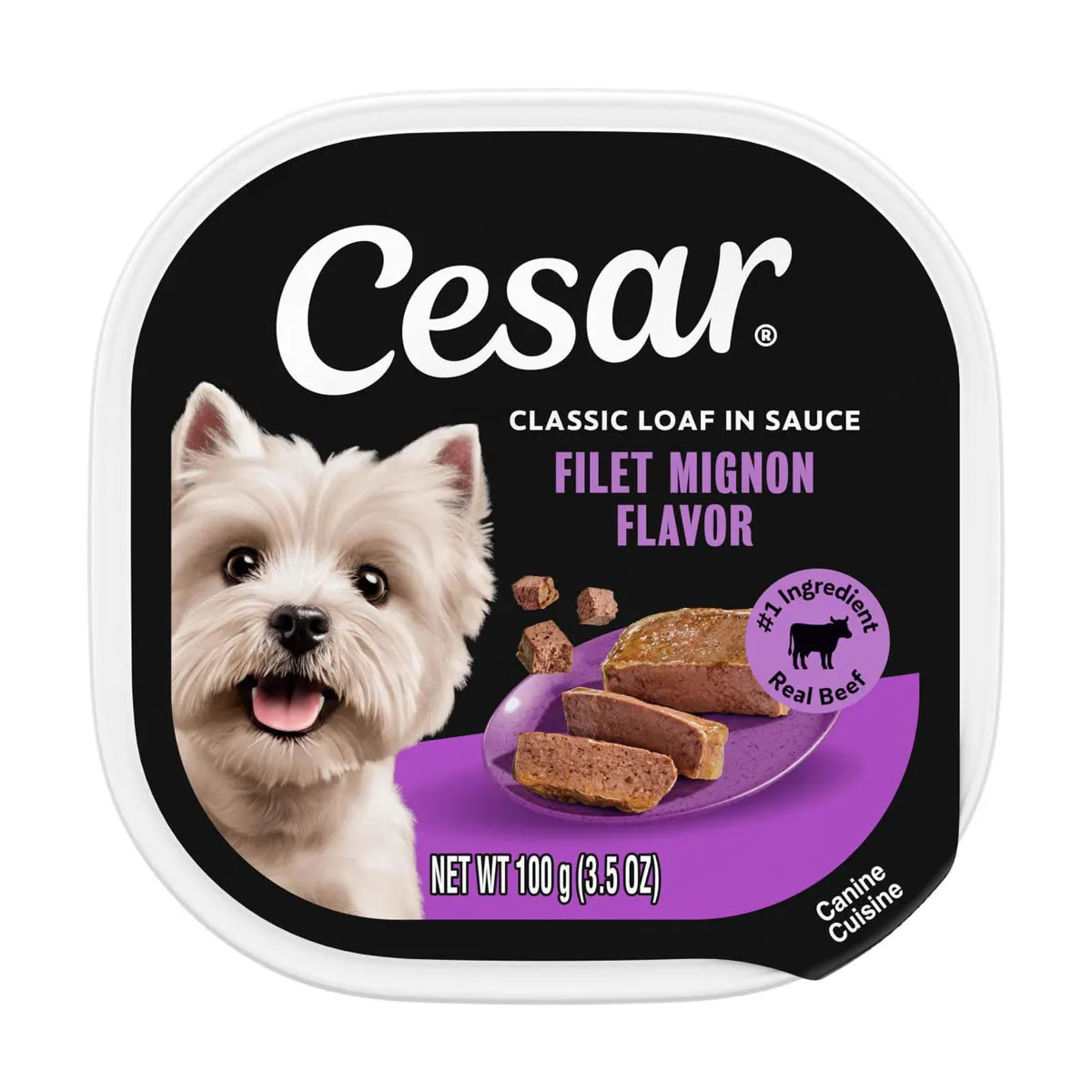 Cesar Classic Loaf in Sauce Adult Wet Dog Food Grilled Filet Mignon Flavor, 3.5 oz. Tray, 1 Count