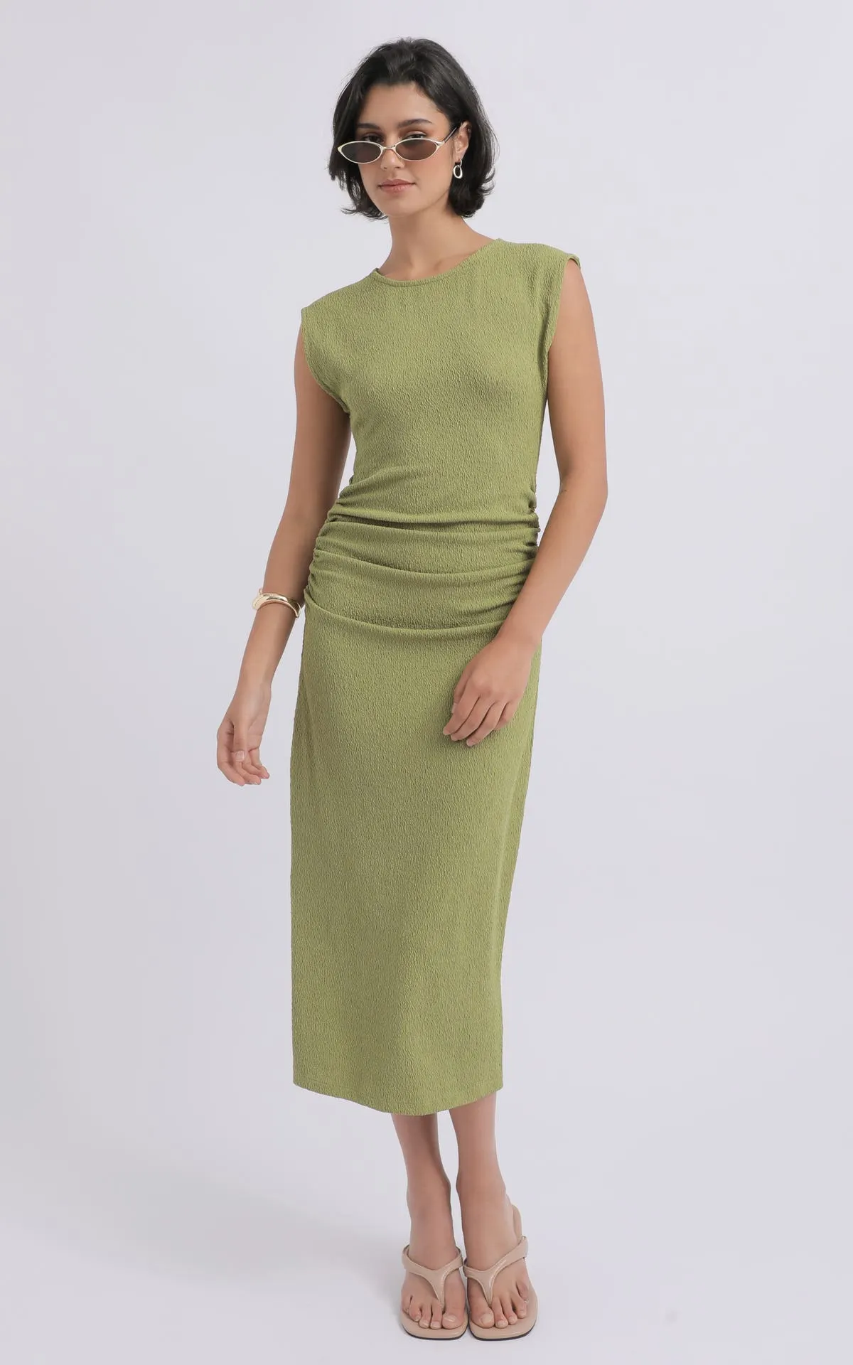 Crinkle Knit Midi Dress