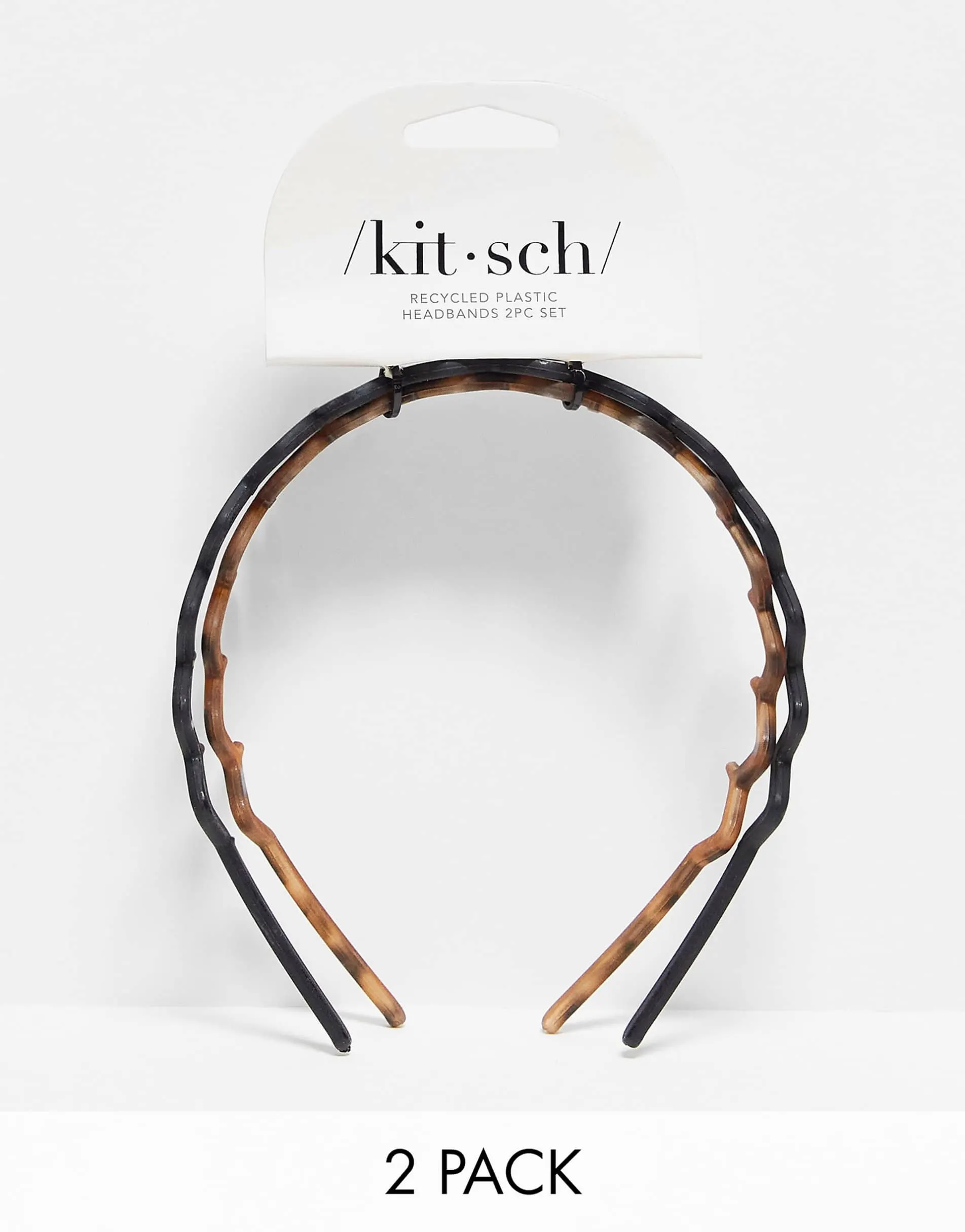 Kitsch Zig Zag Headband 2 Pack - Black & Tortoise
