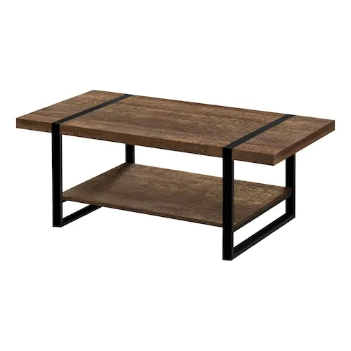 Coffee Table, Accent, Cocktail, Rectangular, Living Room, 48"L, Metal, Laminate, Brown, Black