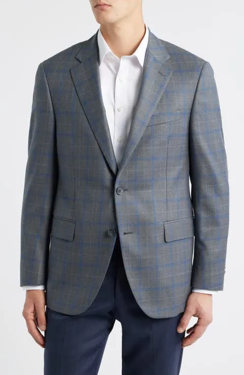 Flynn Classic Fit Grey Plaid Wool Sport Coat (Regular & Big)