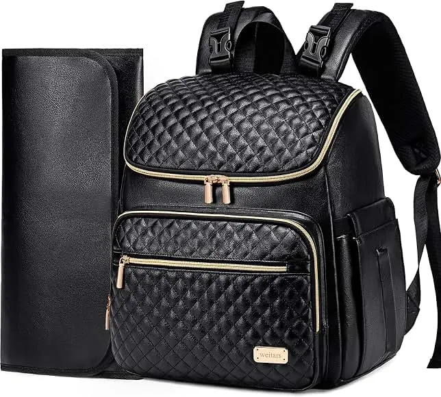 Weitars Diaper Bag Backpack Leather Baby Diaper Bag with Changing Pad Travel Diaper Backpack,Baby Bag for Mom…