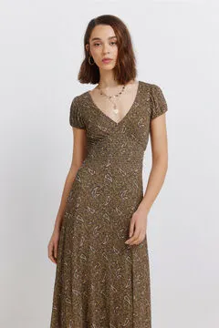 Vestido midi estampado cenefas