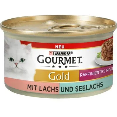 Gourmet Gold 2x 12 x 85 g / 24 x 85 g : 50 % de remise sur le 2ème paquet ! Ragoût raffiné - Duo : saumon, lieu noir (2 x 12 x 85 g)