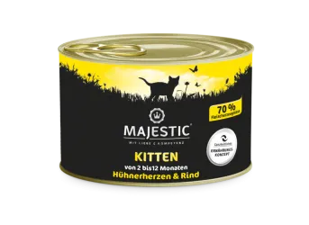 MAJESTIC Kitten mit Hühnerherzen, Rind 6 x 200 g