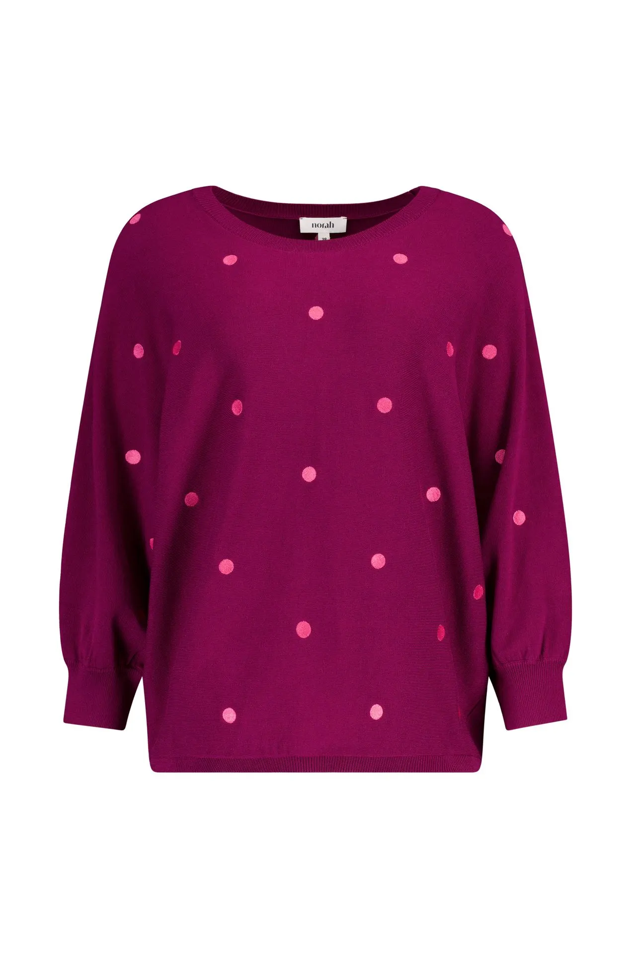 Rode fijngebreide trui met polkadots