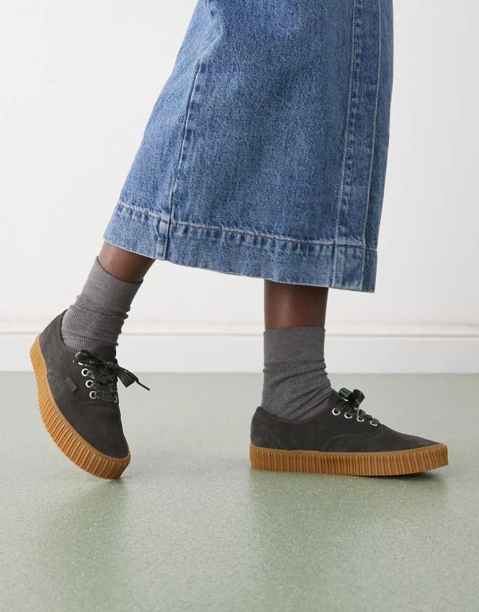 Vans Authentic Creeper trainers in black with gum sole and printed laces