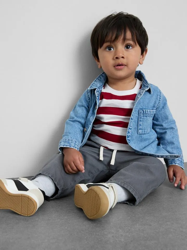 0-36 mois | T-shirt à manches longues, pantalon et chemise en jean