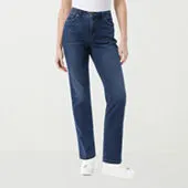 Gloria Vanderbilt Amanda Womens High Rise Stretch Fabric Straight Leg Regular Fit Jean