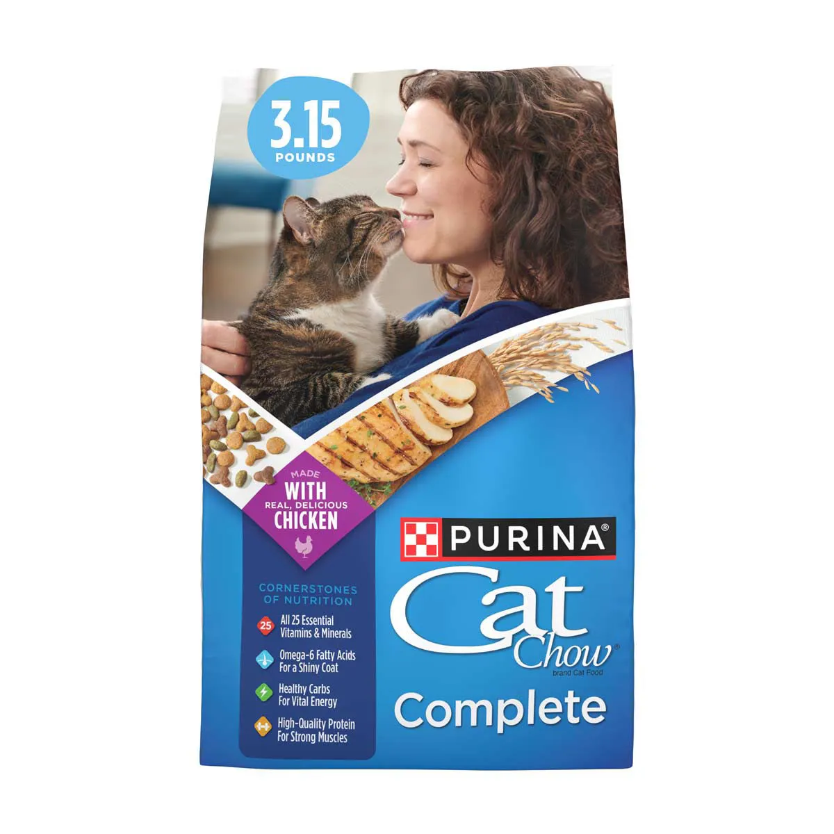 Purina Cat Chow Complete With Real Chicken Dry Cat Food, 3.15 lbs