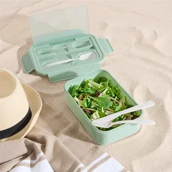 Lunchbox TO GO 1.2L met Bestek Groen